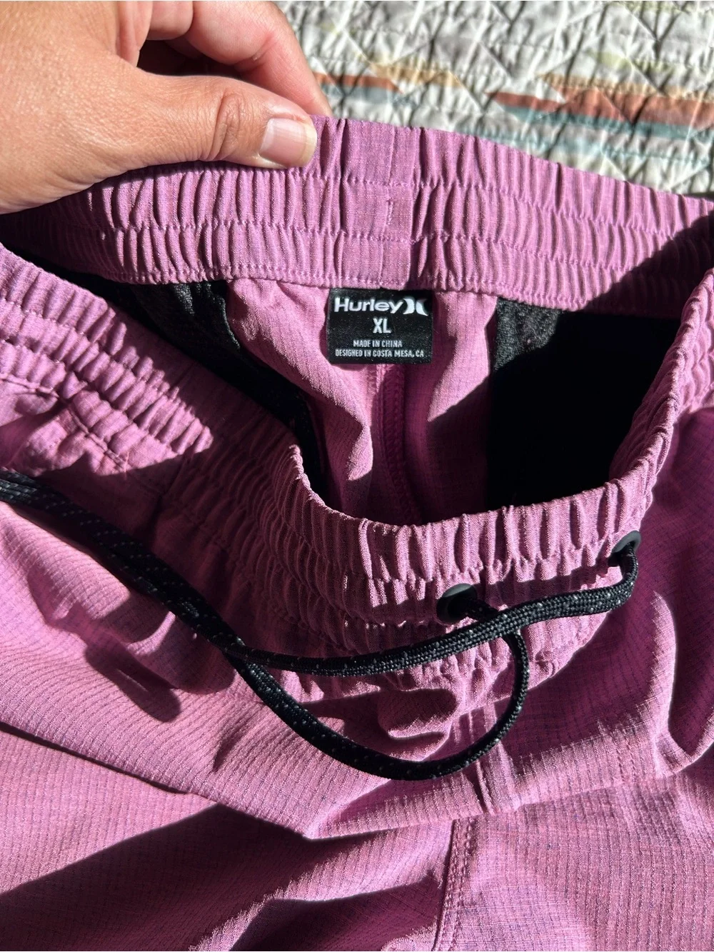 Men’s purple pink Drawstring Waffle-Knit Shorts